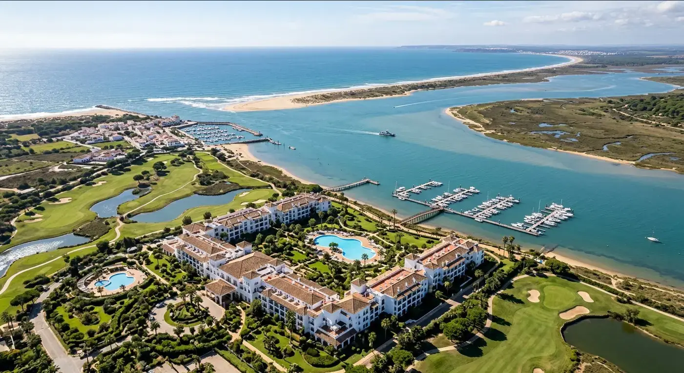 Book cheap-taxis.com private transfers from Faro Airport to El Rompido, a peaceful Andalusian fishing village resort famous for its pristine river estuaries and sandspit beach.