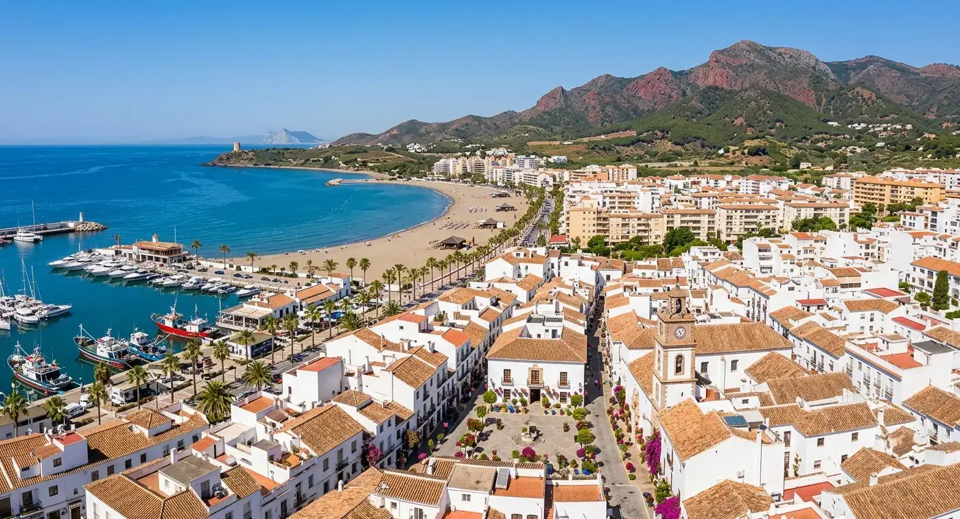 Book cheap-taxis.com private transfers from Malaga Airport to Estepona, a traditional coastal resort famous for its palm-lined promenade, flower-filled old town, and wide sandy beaches.