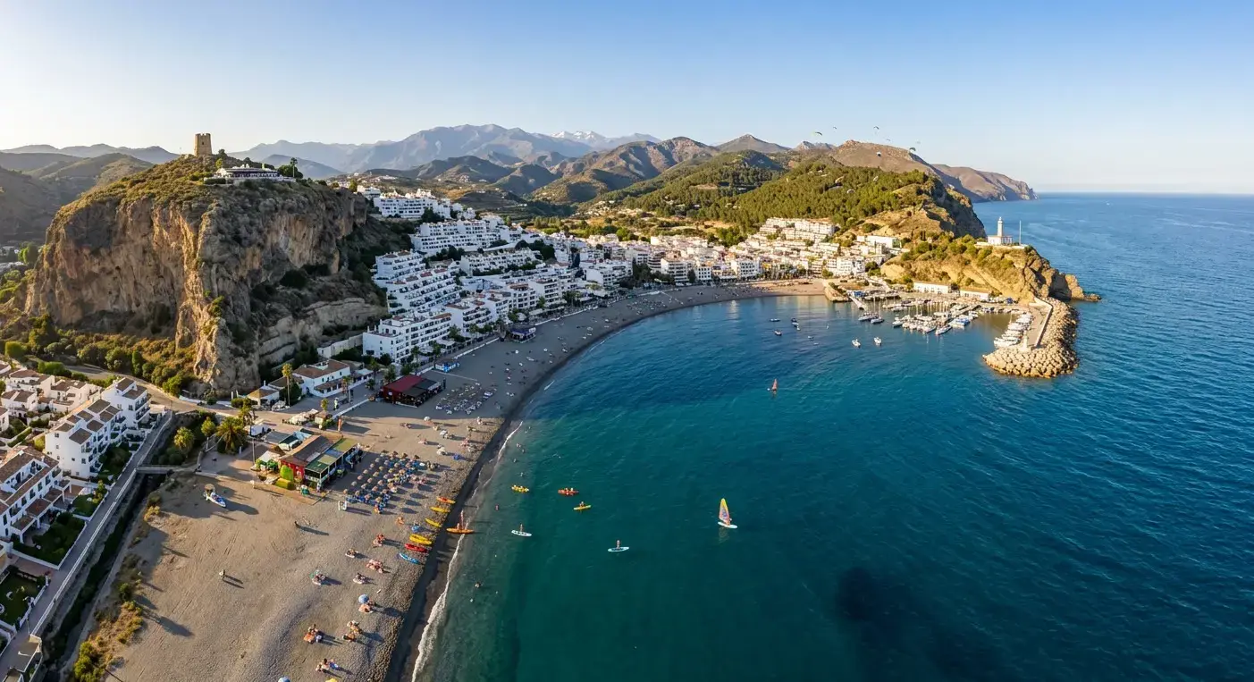 Book cheap-taxis.com private transfers from Malaga Airport to La Herradura, a stunning horseshoe bay resort famous for its scenic coastal cliffs and pristine scuba diving waters