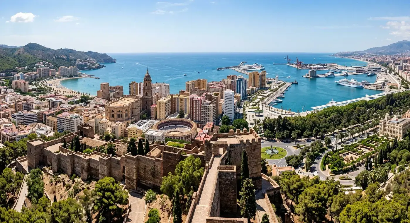 Book cheap-taxis.com private transfers from Malaga Airport to Malaga City, a vibrant historic resort city famous for its ancient Roman amphitheatre, Picasso Museum, and lively port.
