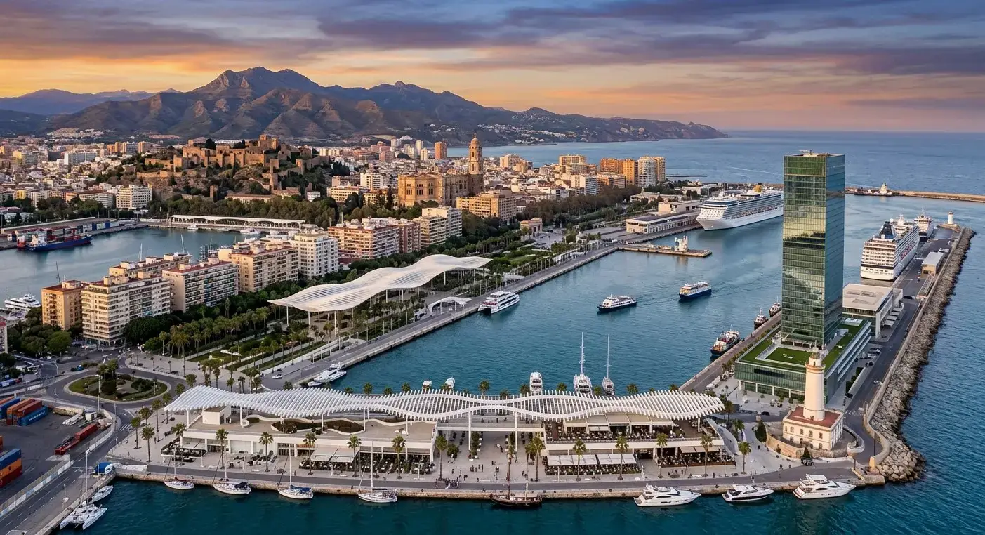 Book cheap-taxis.com private transfers from Malaga Airport to Malaga Port, a modern cruise terminal resort harbor famous for its stylish palm-lined waterfront promenade and restaurants.
