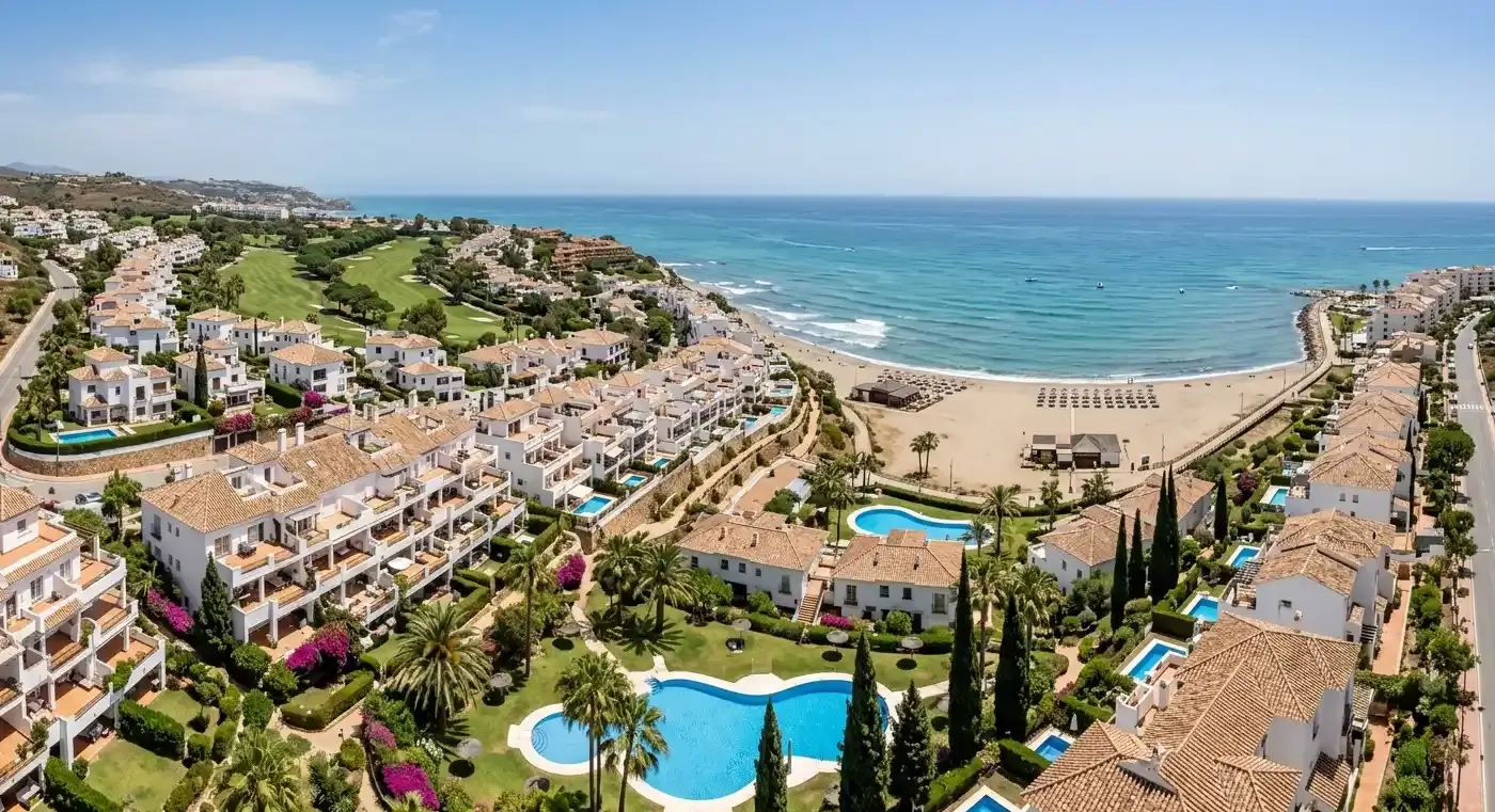 Book cheap-taxis.com private transfers from Malaga Airport to Riviera del Sol, a popular hillside residential resort famous for its scenic golf courses, beach clubs, and ocean views.