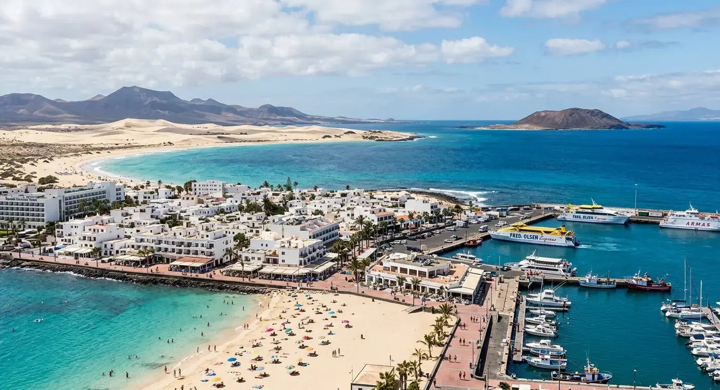 Scenic landscape of the Corralejo area in Fuerteventura for private taxi and airport transfer services