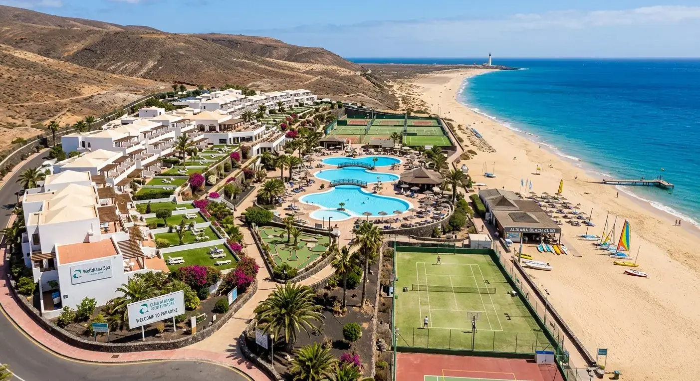 All-inclusive Aldiana Club Fuerteventura resort grounds in Morro Jable for private taxi airport transfer bookings