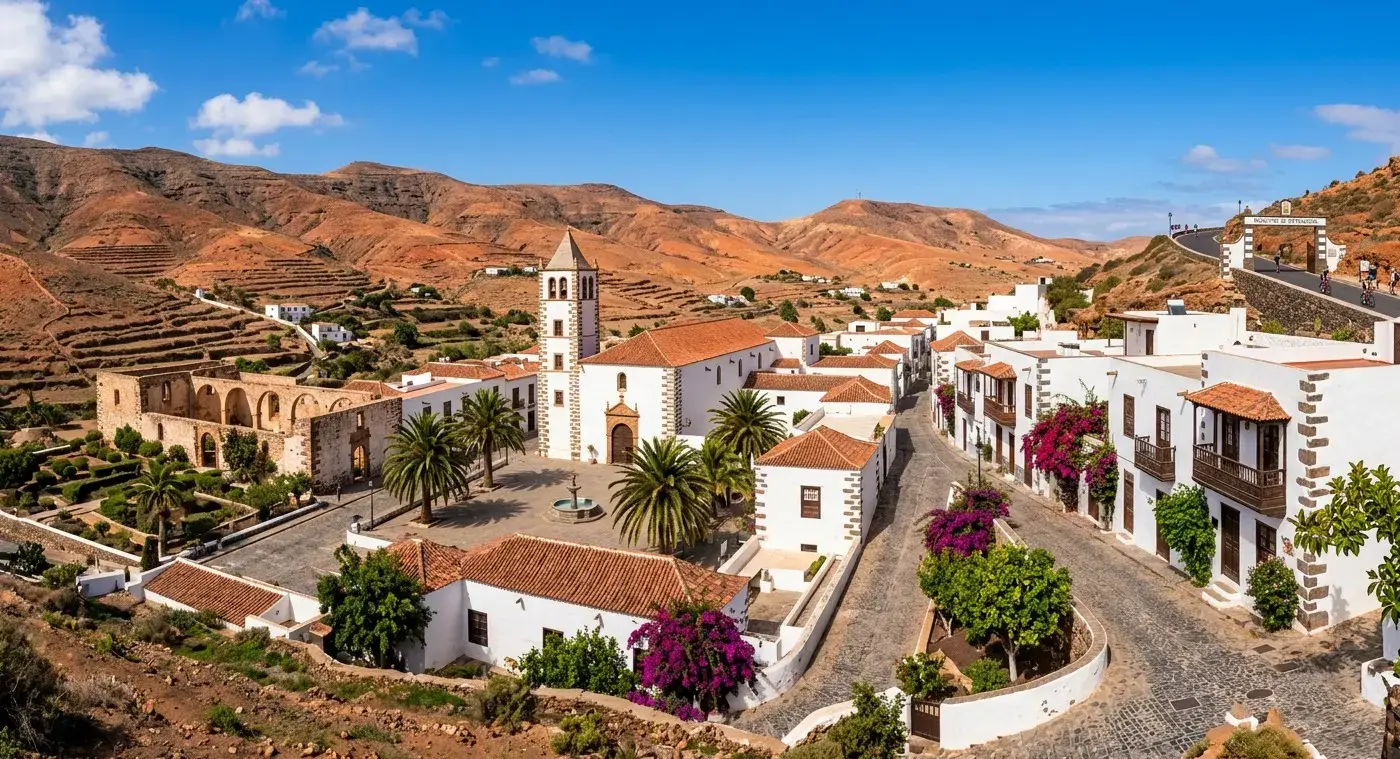 Historic mountain village of Betancuria in Fuerteventura for private taxi and airport transfer routes