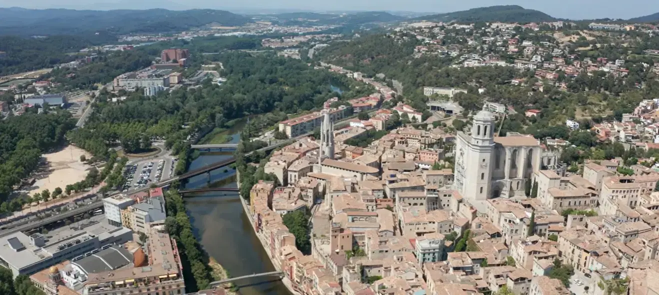 Scenic historic city view of Girona, a premier urban destination for Cheap Taxis private airport shuttle services from Girona Airport