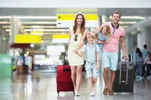 Airport arrival family scene